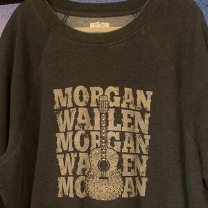 Gray Graphic Sweatshirt with Guitar Design-Morgan Wallen